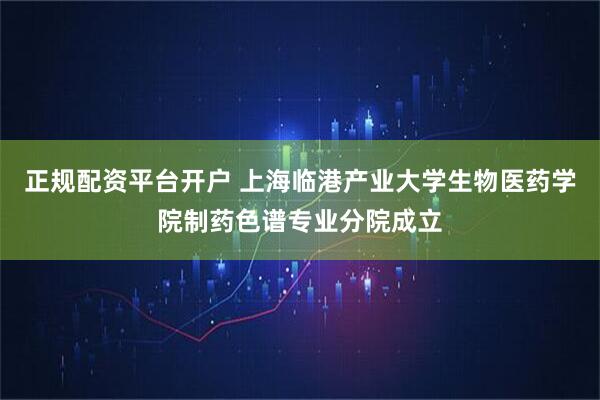 正规配资平台开户 上海临港产业大学生物医药学院制药色谱专业分院成立
